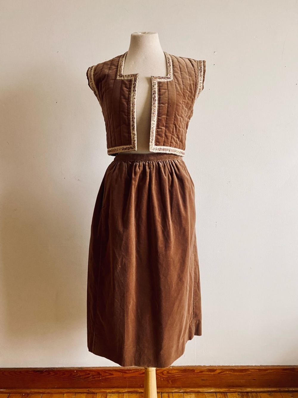Vintage Suttles & Seawinds Skirt Vest Set Autumnal Paisley Vicki Lynn Bardon XS
